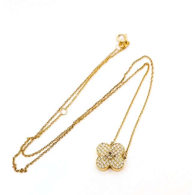 Pendant Quatrefoil 0.41ctw Round Diamonds 18ky 15x15mm 16-18" 4.23g 226020045