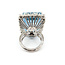 Ring Cockatil Convertable Pendant 1ctw Round Diamonds 40ct Blue Aquamarine 14kw 1.9x.9" Sz6.25 24.58g 226020039
