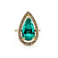 Ring Halo Tear Drop 0.43ctw Round Diamonds GIA Report: 2231506134 5.11ct Green Emerald 14ky .95x.55" Sz7 6.12g 226020063