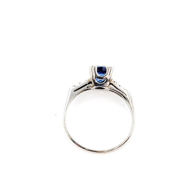 Ring Engagement 0.09ctw Round Diamonds GIA Report: 2235209692 1.64ct Blue Sapphire 14kw 1.7mm Sz7.5 2.6g 226020064