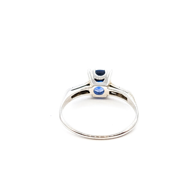 Ring Engagement 0.09ctw Round Diamonds GIA Report: 2235209692 1.64ct Blue Sapphire 14kw 1.7mm Sz7.5 2.6g 226020064