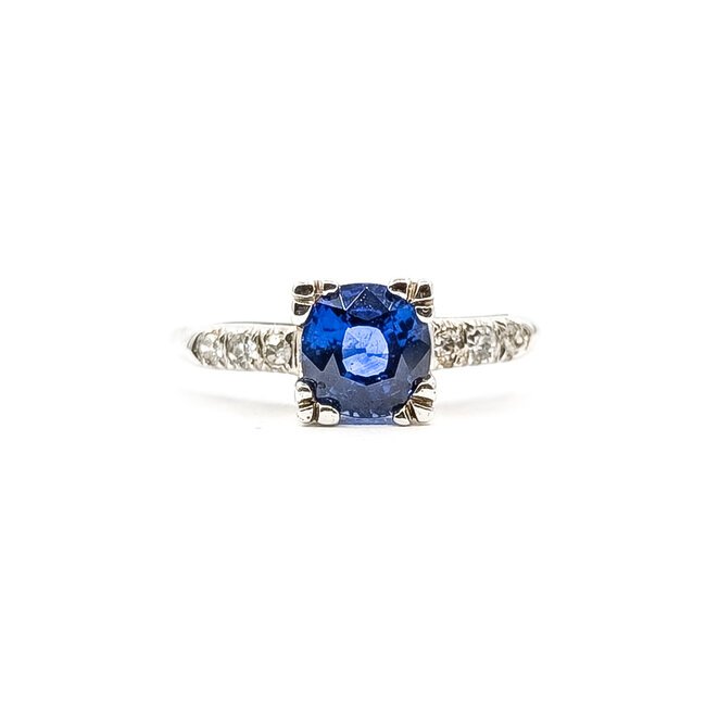 Ring Engagement 0.09ctw Round Diamonds GIA Report: 2235209692 1.64ct Blue Sapphire 14kw 1.7mm Sz7.5 2.6g 226020064