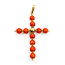 Pendant Cross 5mm Bead Coral 50x30mm 14ky " 224111254