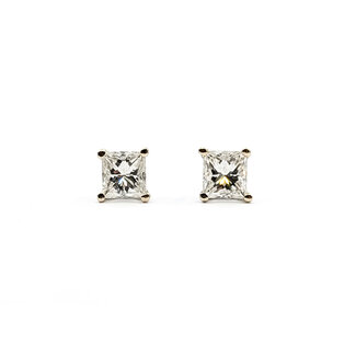 Earrings Studs .75ctw Princess Diamonds 14kw 1.2g 225060032