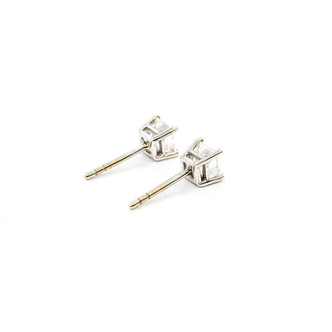 Earrings Studs .75ctw Princess Diamonds 14kw 1.2g 225060032