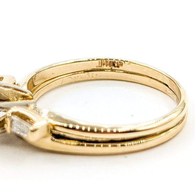 Ring 3-Stone Wedding Set .75ctw Round & Baguette Diamonds 14ky 3mm Sz5.75 3.35g 225120021