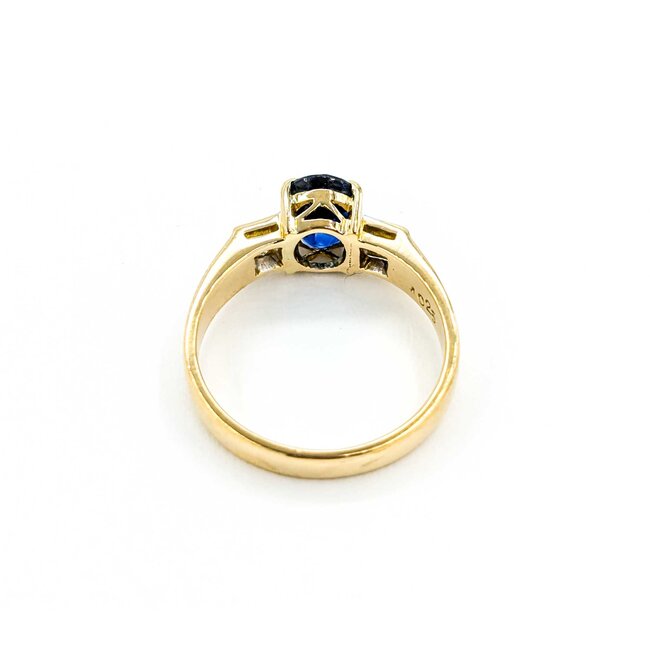 Ring 3 Stone .32ctw Princess Diamonds 1.40ct Sapphire 18ky sz7.25 224120176