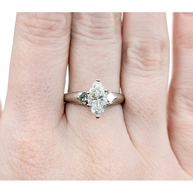 Ring Engagement 3 Stone 1.52ct Marquise Diamond .32ctw Diamonds Platinum sz7.5 224120300