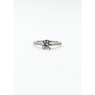 Ring Engagement Eternity 1.06ct Round Lab Grown Diamond IGI: LG687562223 .25ctw Diamonds 950pt 2.1mm Sz6 4.48g 125100045
