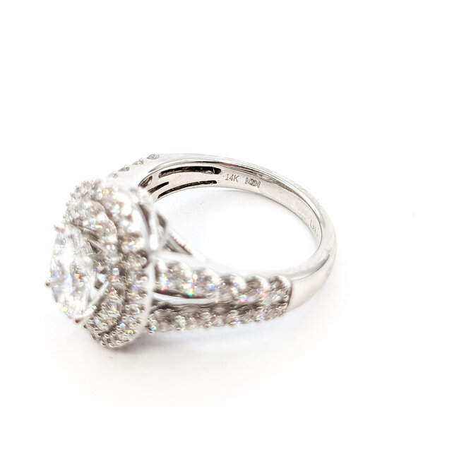 Ring Split Double Halo 1.50ct Oval Lab Grown Diamond 1.50ctw Lab Grown Diamonds IGI: 40J5723624 14kw 16x13.5mm Sz7 8.18g 125090097