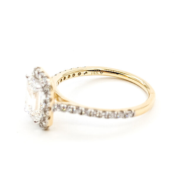 Ring Halo 1.50ct Emerald Lab Grown Diamonds .50ctw Lab Grown Diamonds 14ky 1.7mm Sz7 2.75g 125090100