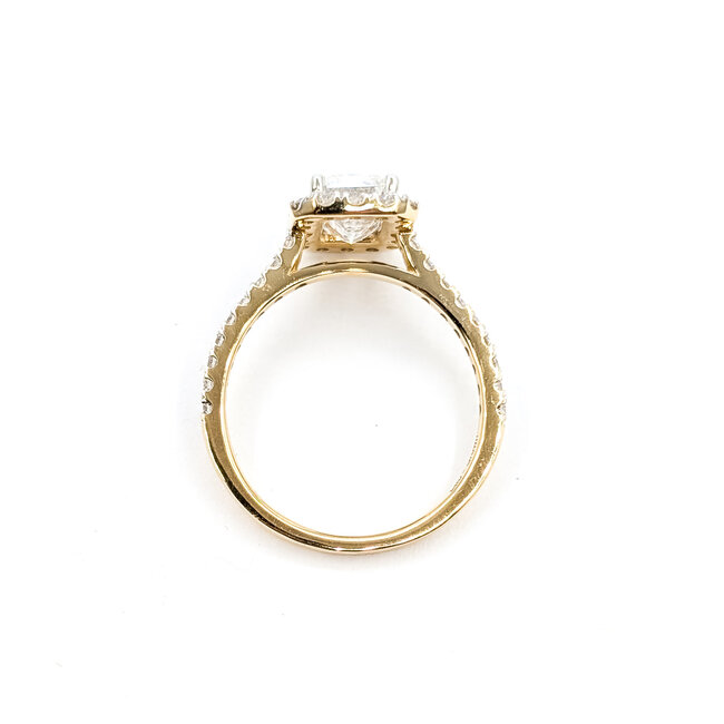 Ring Halo 1.50ct Emerald Lab Grown Diamonds .50ctw Lab Grown Diamonds 14ky 1.7mm Sz7 2.75g 125090100