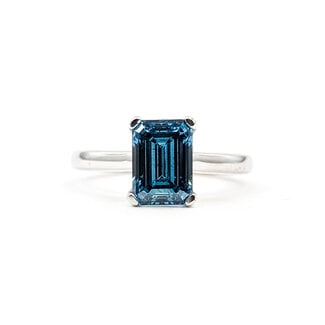Ring 2.40ct Blue Emerald Lab Grown Diamonds 14kw 2.4mm Sz6.5 3.74g 125090092