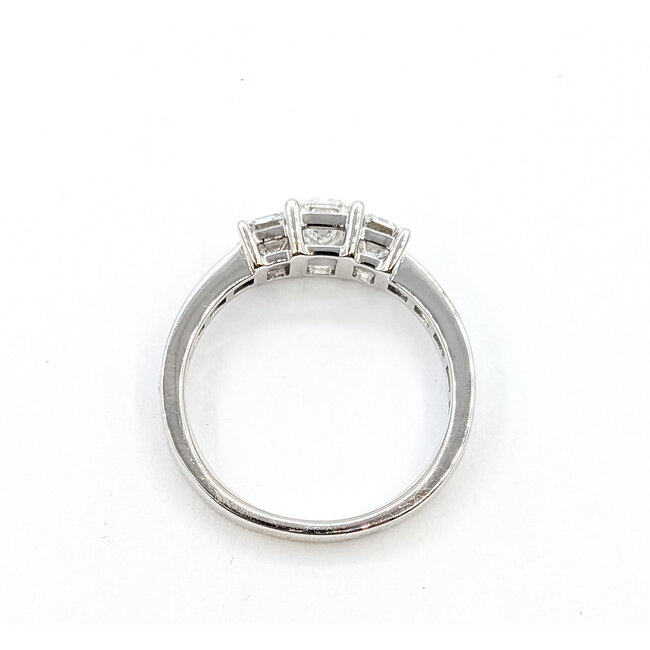 Ring 2ctw Emerald 3-Stone & Round Lab Grown Diamonds 14kw 3mm Sz7 3.23g 125090093