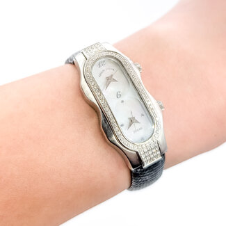 Phillip Stein MOP .05ctw Natual Diamonds 40mm Stainless Steel 8" Box and Papers 226016602