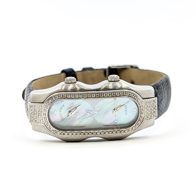 Phillip Stein MOP .05ctw Natual Diamonds 40mm Stainless Steel 8" Box and Papers 226016602