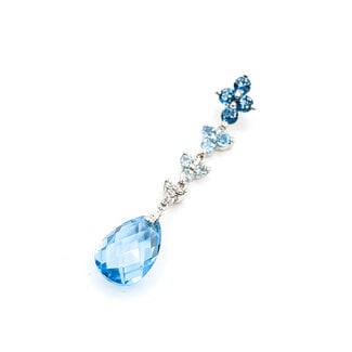 Pendant Dangle .05ctw Round Diamonds 2.5ctw Blue Topaz 14kw 1.55x.3" 1.9g 226020025