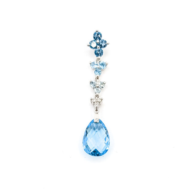 Pendant Dangle .05ctw Round Diamonds 2.5ctw Blue Topaz 14kw 1.55x.3" 1.9g 226020025