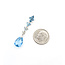 Pendant Dangle .05ctw Round Diamonds 2.5ctw Blue Topaz 14kw 1.55x.3" 1.9g 226020025