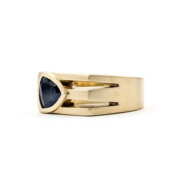 Ring Custom 1.51ct Blue Sapphire 14ky 9mm Sz7 14.32g 226020068