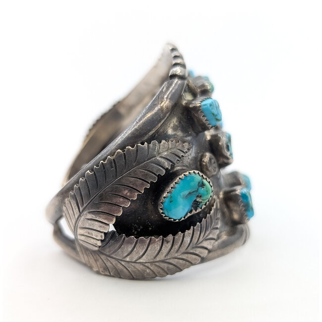 Bracelet Native "PH" Cuff Turquoise Sterling 2" 6.5" 64g 226020032
