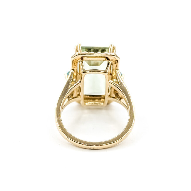 Ring Cocktail .50ctw Round Diamonds 10ct Green Quartz 14ky 22x14mm Sz8 8.55g 226020066