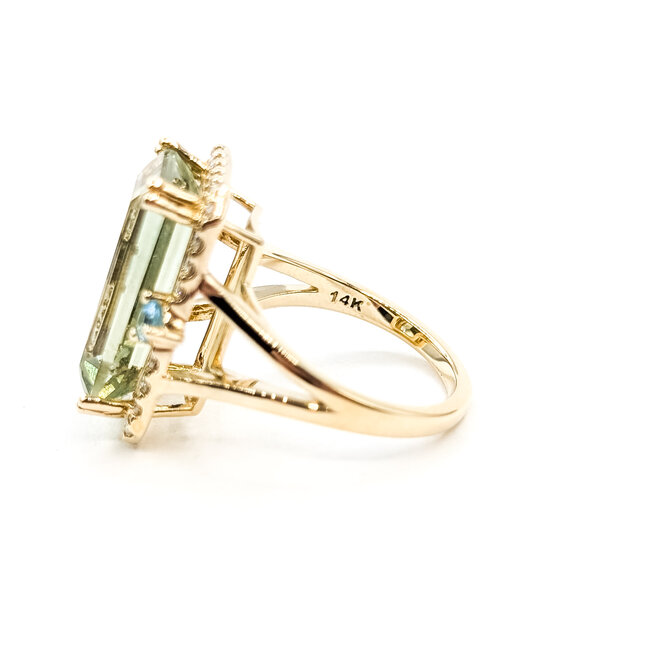 Ring Cocktail .50ctw Round Diamonds 10ct Green Quartz 14ky 22x14mm Sz8 8.55g 226020066