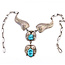 Necklaces Native "PM" Dangle Feather Turquoise Sterling 16" 27.8g 226020034