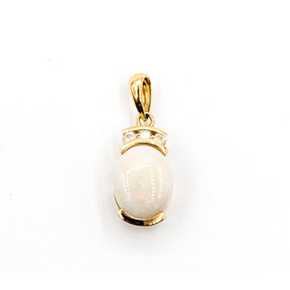 Pendant Drop .10ctw Round Diamonds 1.5ct Opal 14ky .75x.25" 1.45g 226020024