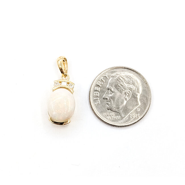 Pendant Drop .10ctw Round Diamonds 1.5ct Opal 14ky .75x.25" 1.45g 226020024