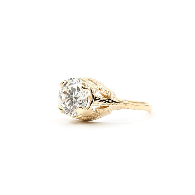 Ring Filigree 1.96ct Round Lab Grown Diamond IGI: 642449318 10ky Sz7 2.05g 126020002