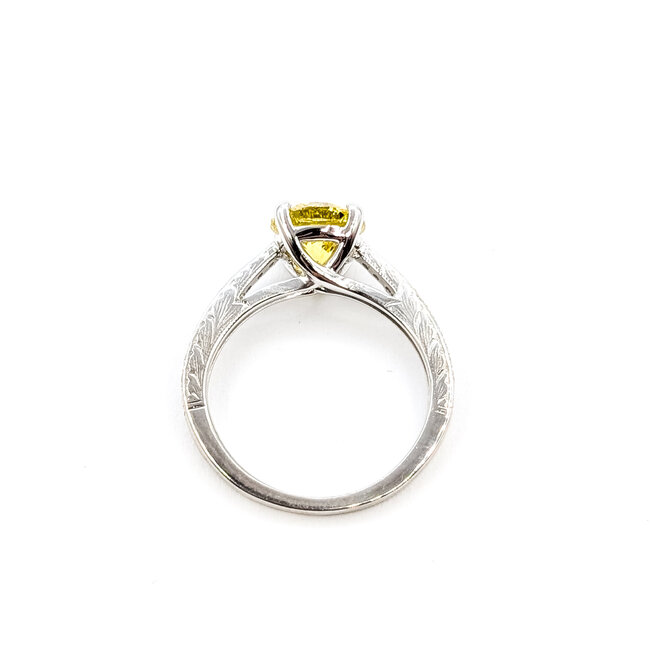 Ring Engagement 1.30ct Fancy Yellow Intense Lab Grown Diamond IGI: 595383832 0.5ctw Near Colorless Diamonds 18kw Sz4.75 3.2g 125120079