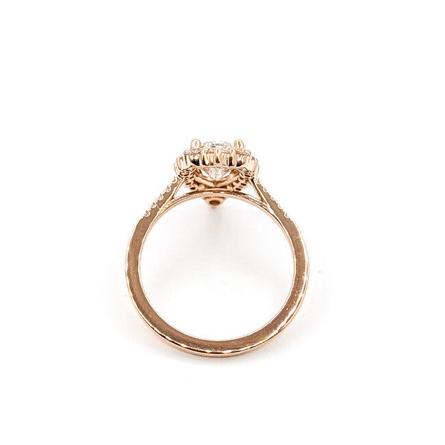 Ring Tear Drop 1.00ct Pear Lab Grown Diamond IGI: 759527110 .33ctw Round Diamonds 14kr 14x9mm Sz4.5 2.2g 125060067