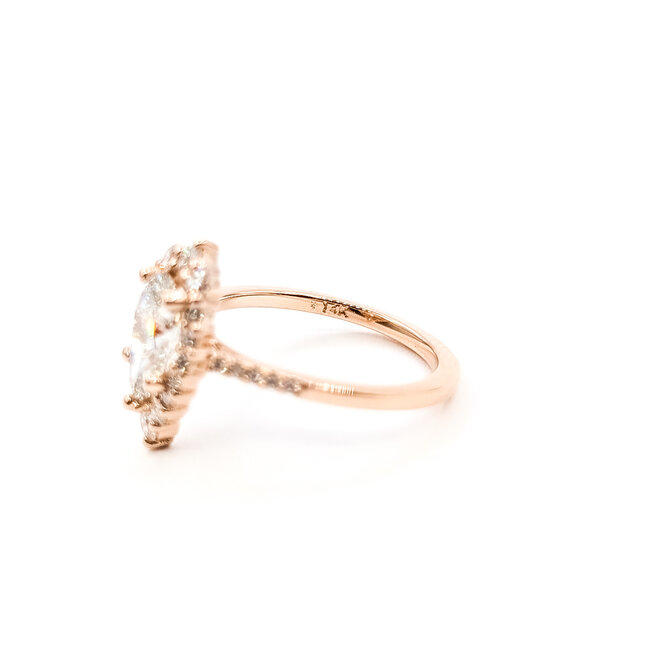 Ring Tear Drop 1.00ct Pear Lab Grown Diamond IGI: 759527110 .33ctw Round Diamonds 14kr 14x9mm Sz4.5 2.2g 125060067