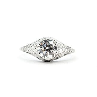 Ring Filigree Vintage 1.00ct Round Lab Grown Diamond  IGI: 758508439 18kw Sz6.5 2.2g 126020007