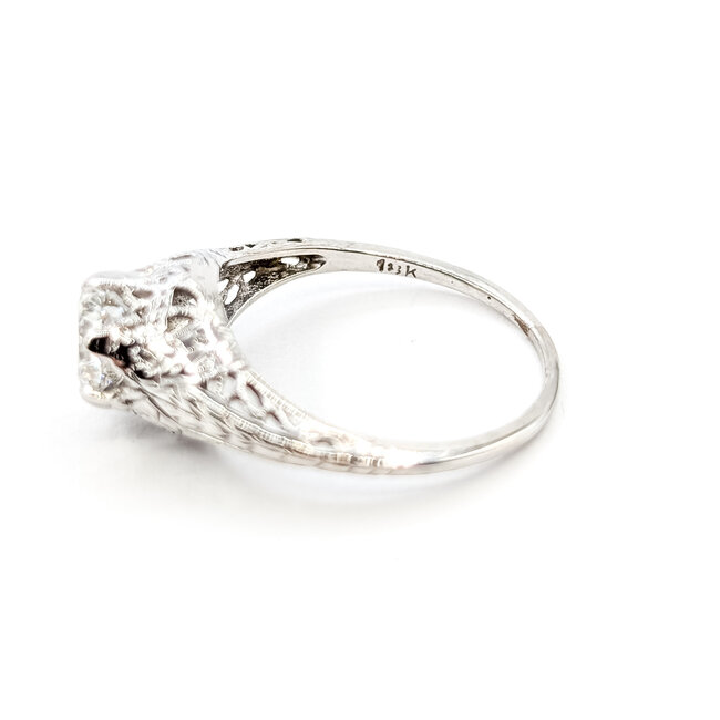 Ring Filigree Vintage 1.00ct Round Lab Grown Diamond  IGI: 758508439 18kw Sz6.5 2.2g 126020007