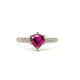 Ring 0.5ctw Round Diamonds GIA Report: 5231459752 1.3ct Red Ruby Platinum 2.2mm Sz7.25 5.68g 226020050
