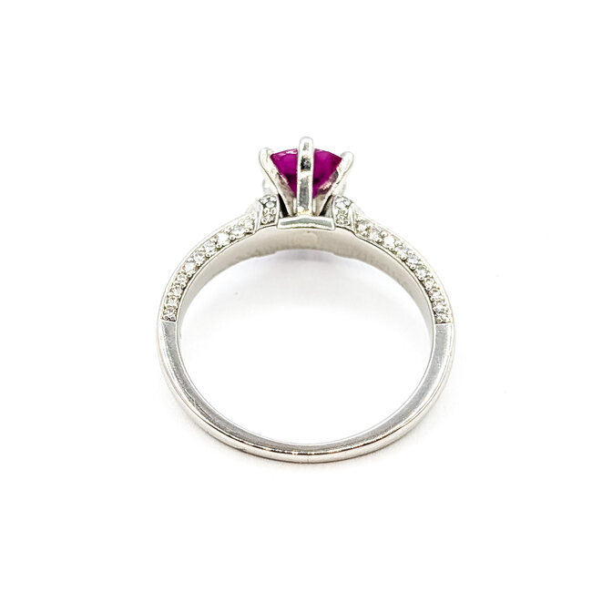 Ring 0.5ctw Round Diamonds GIA Report: 5231459752 1.3ct Red Ruby Platinum 2.2mm Sz7.25 5.68g 226020050