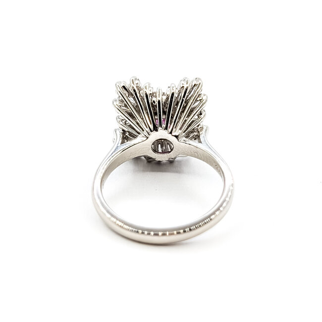 Ring Cocktail Ballerina 0.84ctw Round Diamonds GIA Report: 2235795301 1ct Red Ruby Platinum 13x13mm Sz6 10.18g 226020051