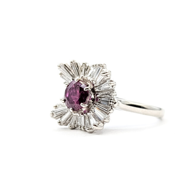 Ring Cocktail Ballerina 0.84ctw Round Diamonds GIA Report: 2235795301 1ct Red Ruby Platinum 13x13mm Sz6 10.18g 226020051