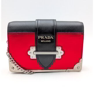 Crossbody Prada Cahier Saffiano Trimmed Calf Red & Black 126025027