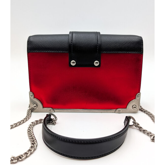 Crossbody Prada Cahier Saffiano Trimmed Calf Red & Black 126025027