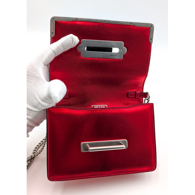 Crossbody Prada Cahier Saffiano Trimmed Calf Red & Black 126025027