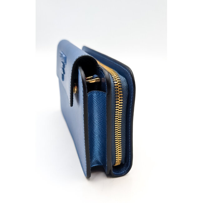 Wallet On Chain Prada Mini Bandoliera Saffiano Shine Denim Mordore 126025025