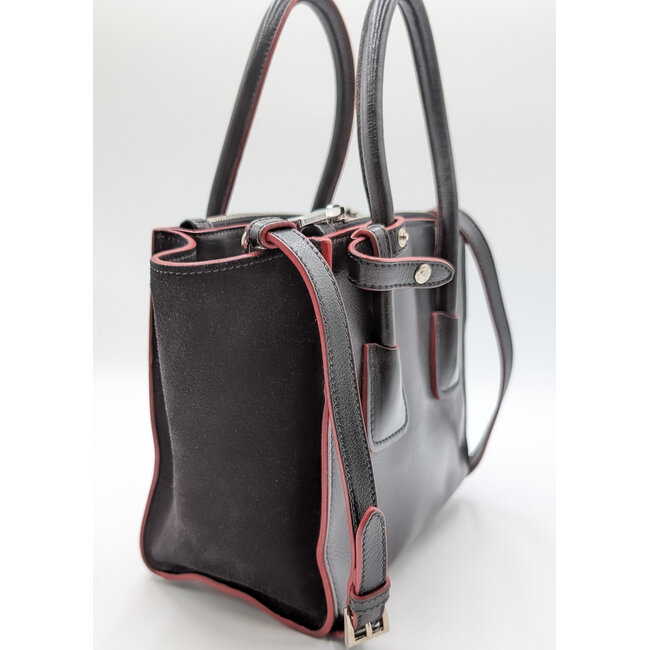 Handbag Prada Double Cuir Saffiano Small Black & Red 126025022