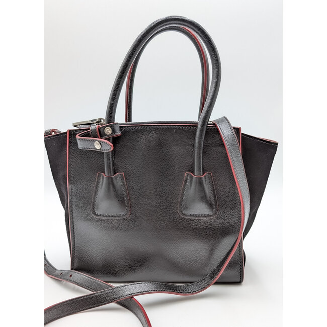 Handbag Prada Double Cuir Saffiano Small Black & Red 126025022