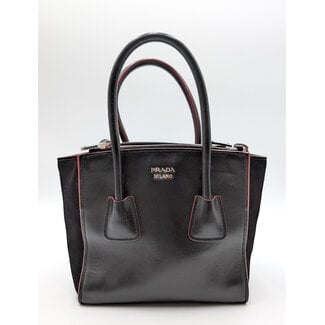 Handbag Prada Double Cuir Saffiano Small Black & Red 126025022