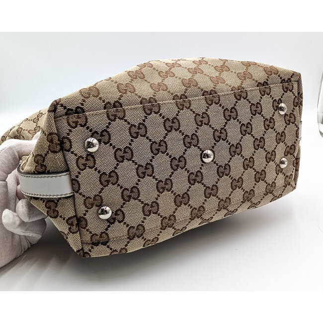 Handbag Gucci Sherryline Tote Canvas White Leather 126025021