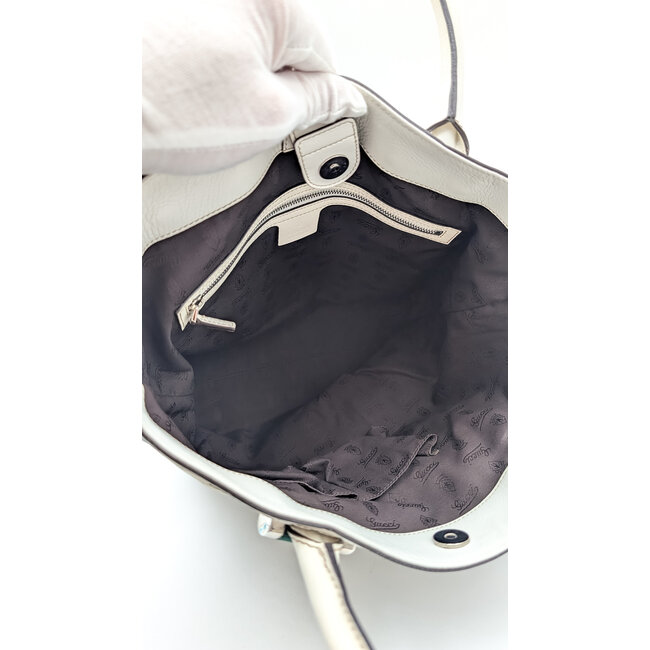 Handbag Gucci Sherryline Tote Canvas White Leather 126025021