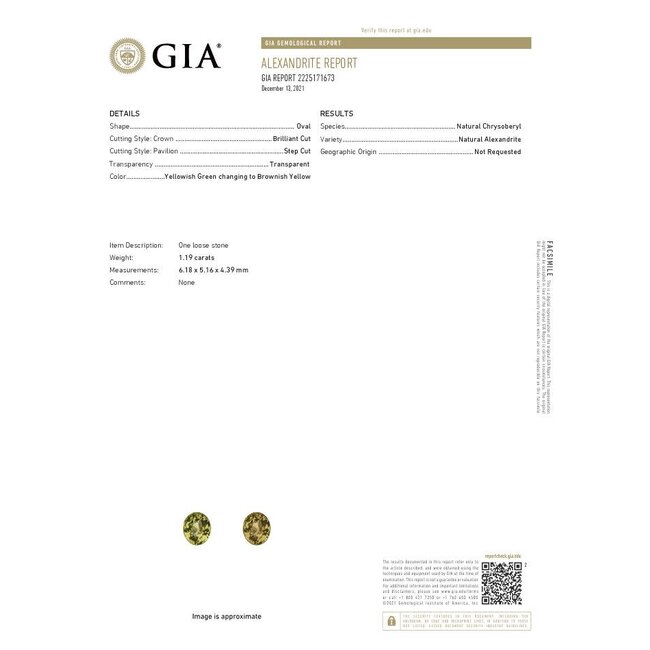 Ring Cocktail 1.21ctw Round & Baguette Diamonds GIA Report: 2225171673 1.19ct Green Alexandrite 14kw 14mm Sz7 4.1g 226030018